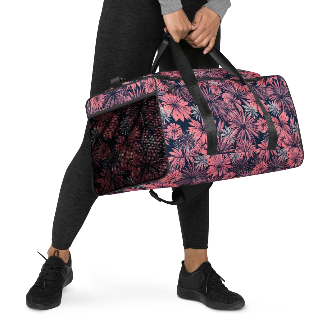 Midnight Coral Garden on Duffle Bag — Right Front