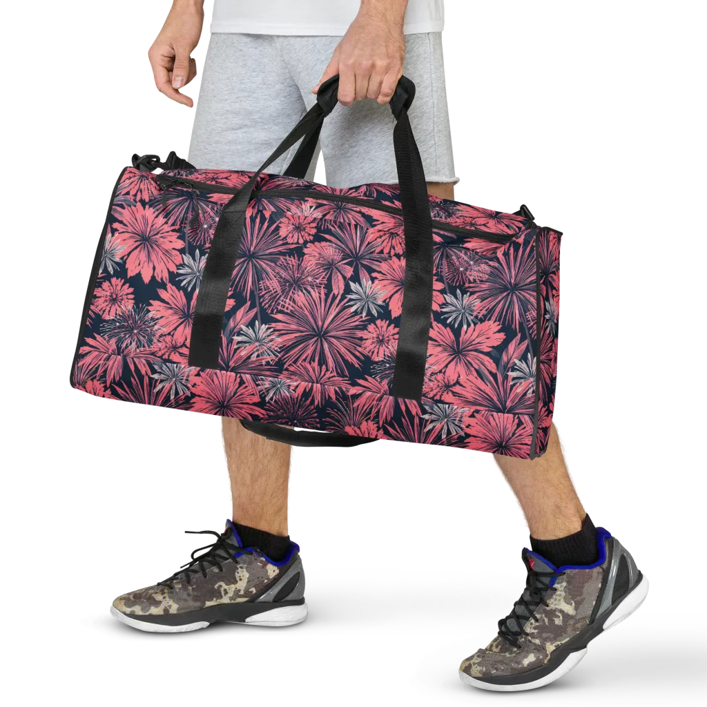 Midnight Coral Garden on Duffle Bag — Front