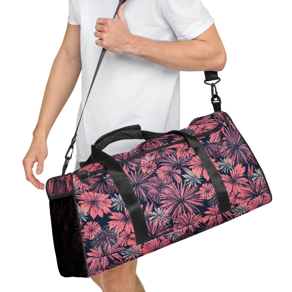 Midnight Coral Garden on Duffle Bag — Right Front