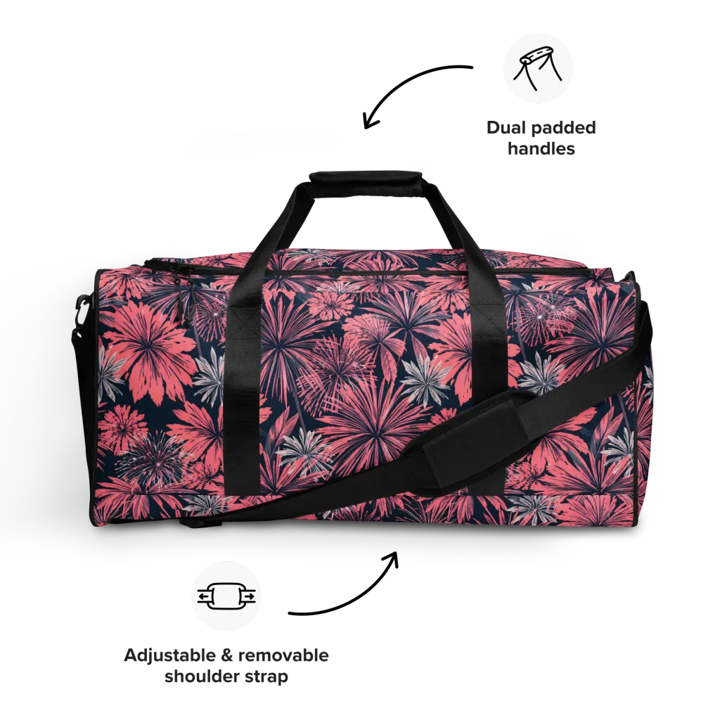 Midnight Coral Garden on Duffle Bag — Front