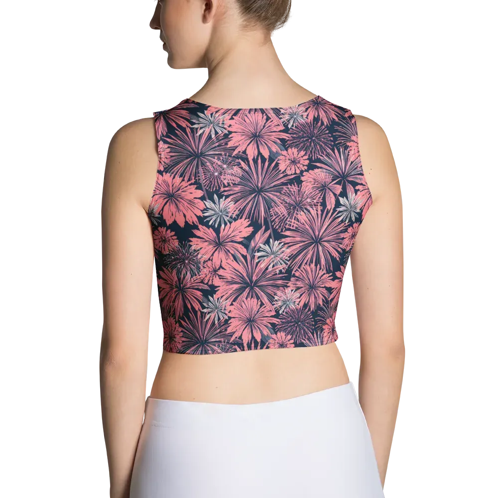 Midnight Coral Garden on Crop Top — Back