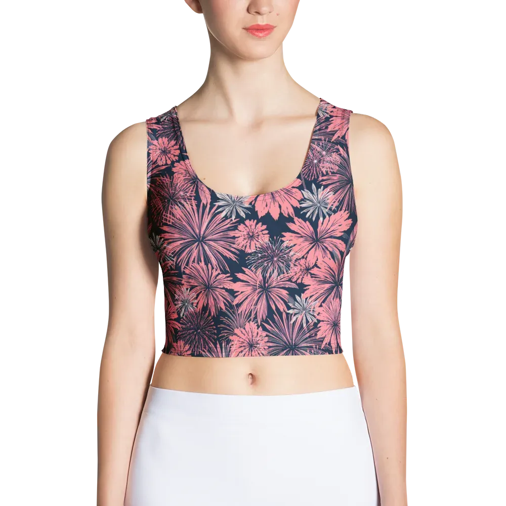 Midnight Coral Garden on Crop Top — Front