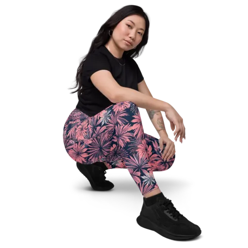 Midnight Coral Garden on a Leggings with Pockets