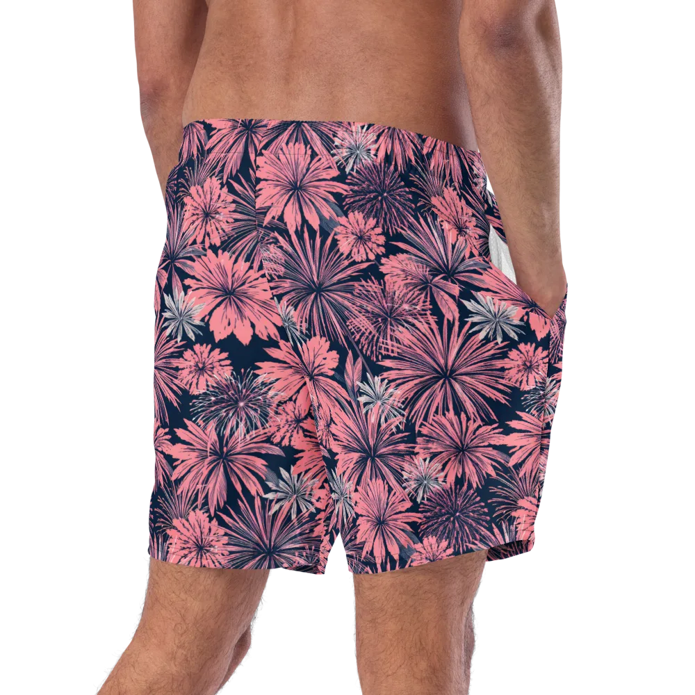 Midnight Coral Garden on Swim Trunks — Right Back