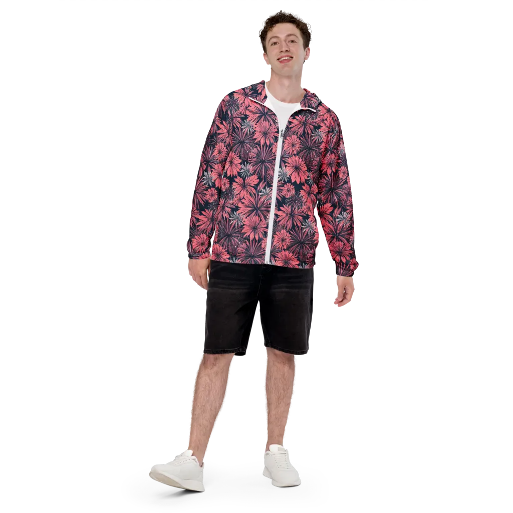 Midnight Coral Garden on Men's Windbreaker — Front