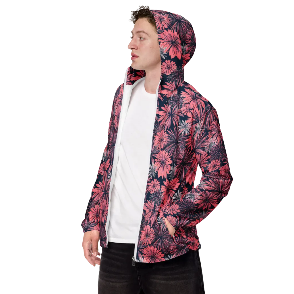 Midnight Coral Garden on Men's Windbreaker — Left Front