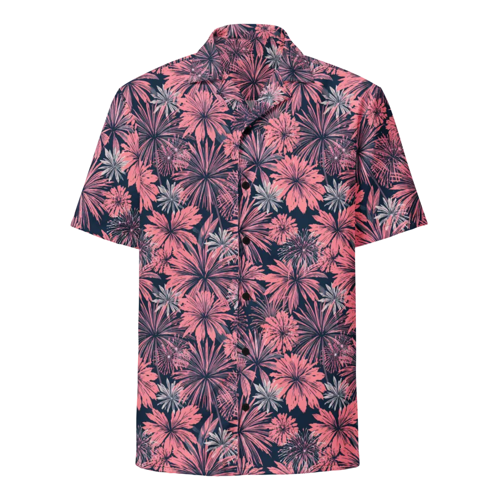 Midnight Coral Garden on Button Shirt — Front