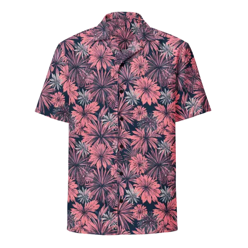 Midnight Coral Garden on a Button Shirt
