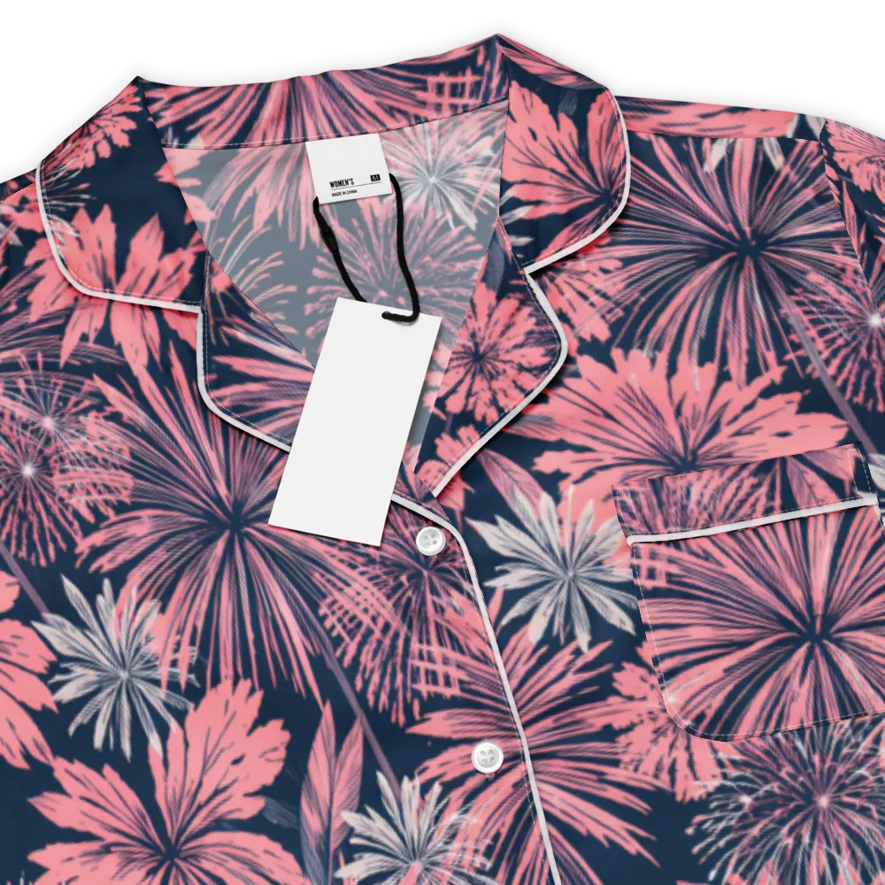 Midnight Coral Garden on Women's Short Sleeve Pajama Top — Product details