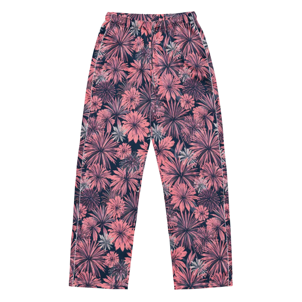 Midnight Coral Garden on Women's Pajama Pants — Front