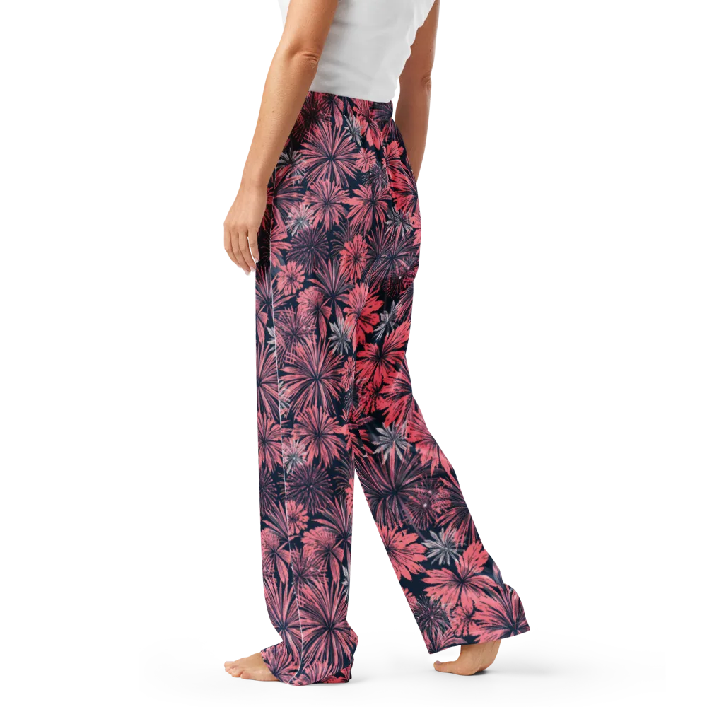 Midnight Coral Garden on Women's Pajama Pants — Left