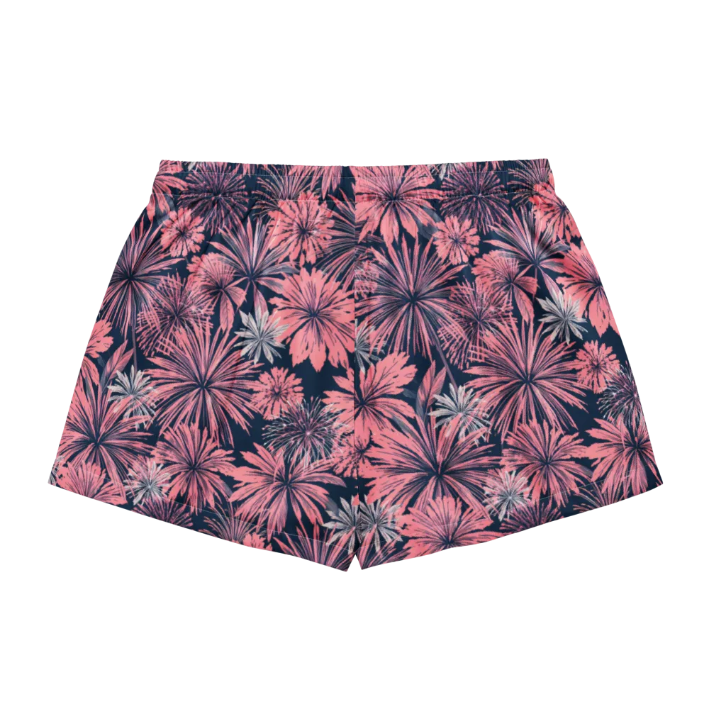 Midnight Coral Garden on Women's Pajama Shorts — Back