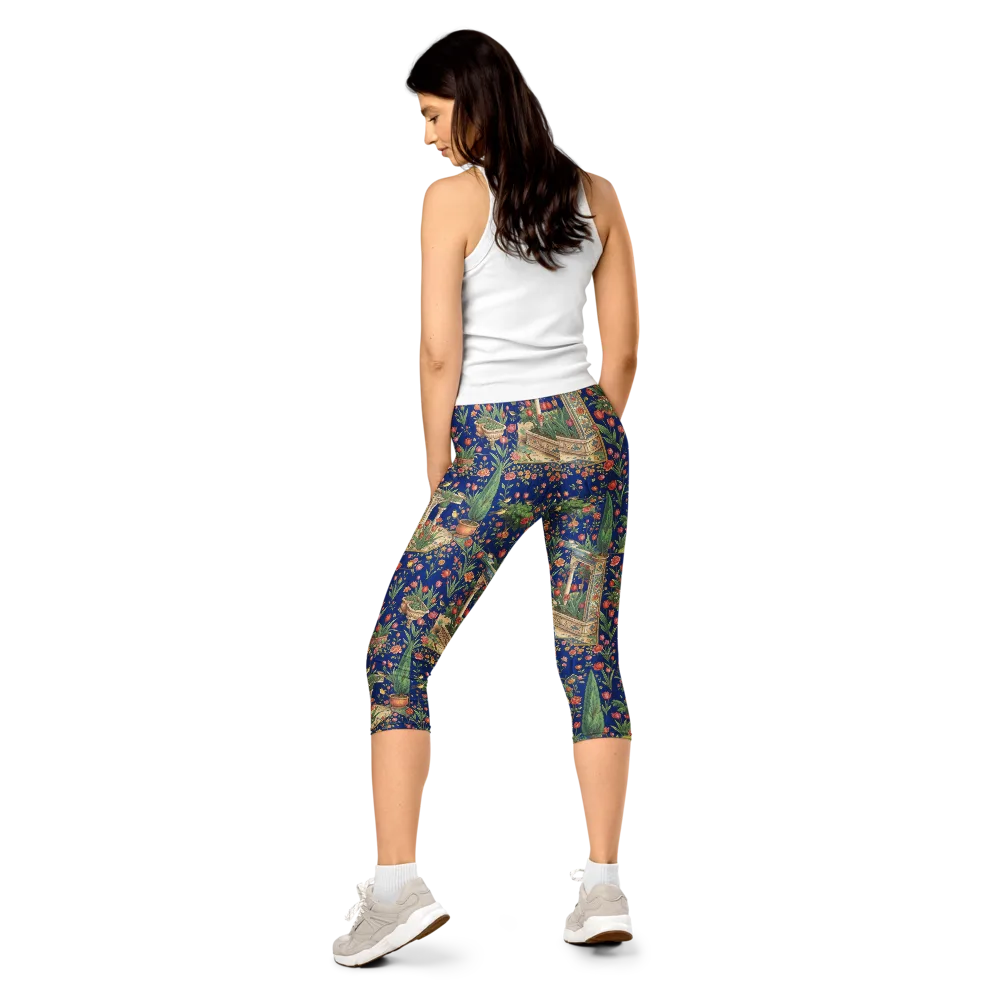 Cypress Aviary on Capri Leggings — Back