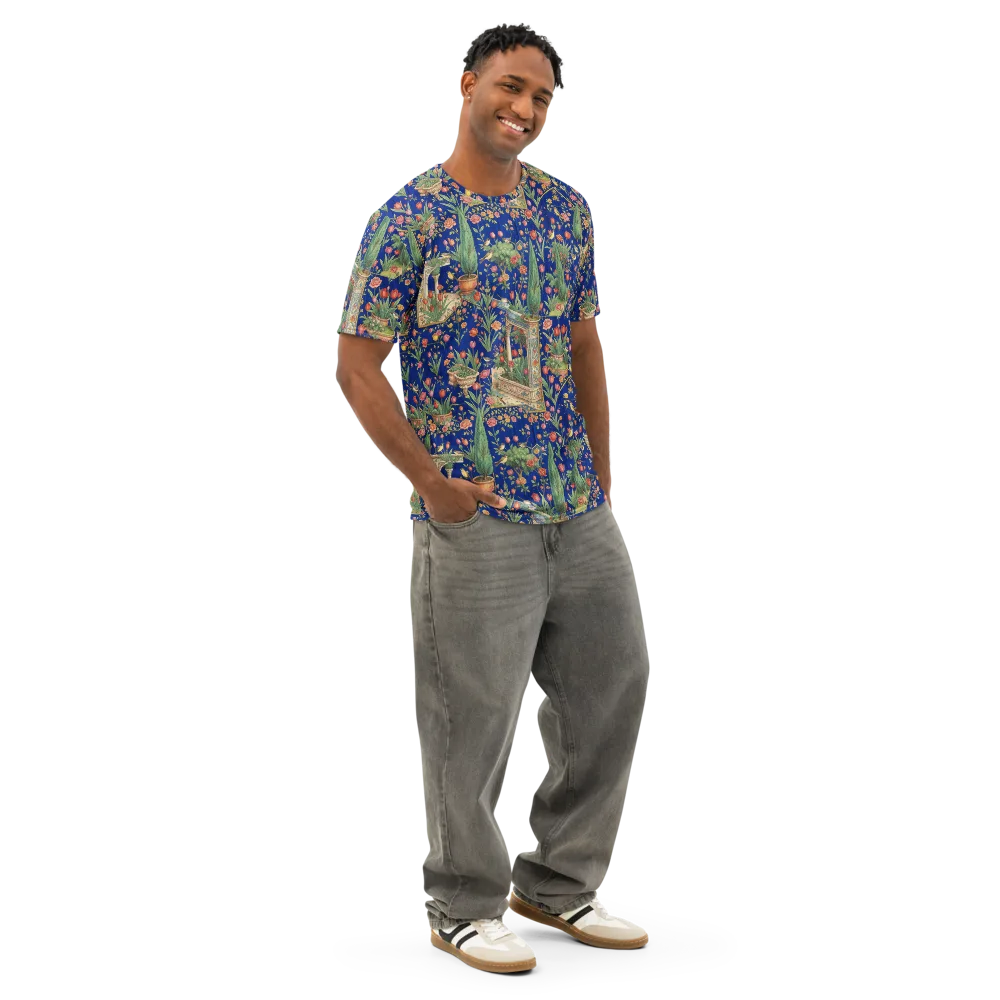 Cypress Aviary on Men's Cotton Crew Neck T-Shirt — Right Front