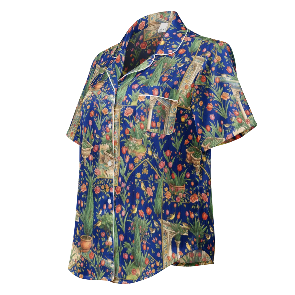 Cypress Aviary on Women's Short Sleeve Pajama Top — Left Front