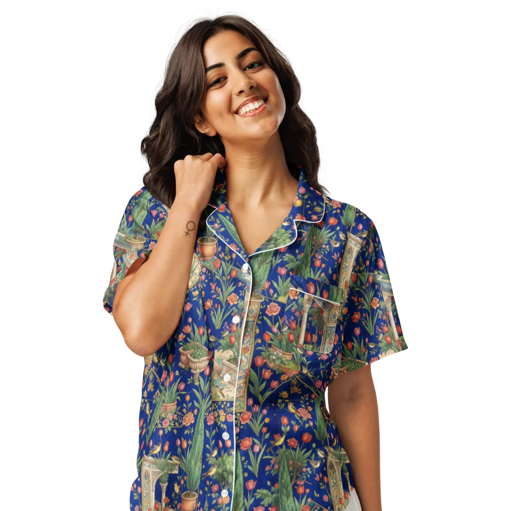 Cypress Aviary on Women's Short Sleeve Pajama Top — Front