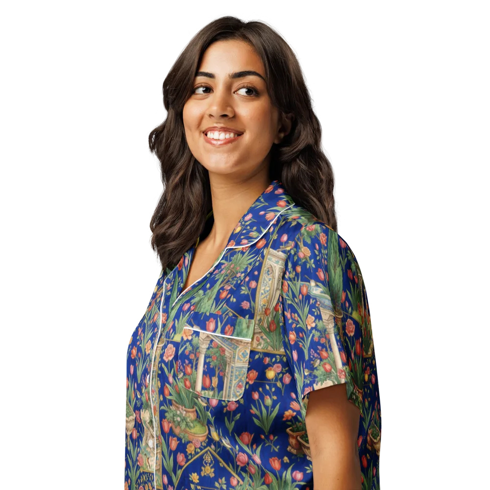 Cypress Aviary on Women's Short Sleeve Pajama Top — Left Front