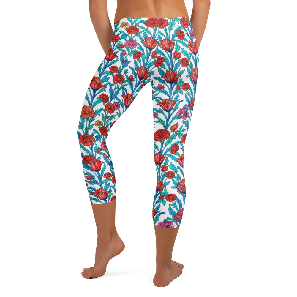 Scarlet Garden on Capri Leggings — Back