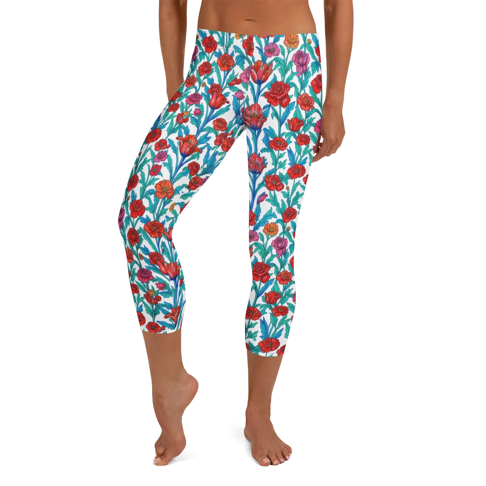 Scarlet Garden on Capri Leggings — Front
