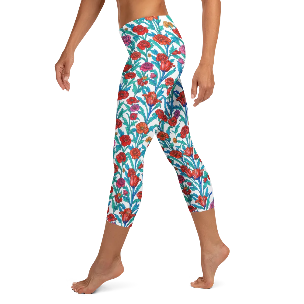 Scarlet Garden on Capri Leggings — Left