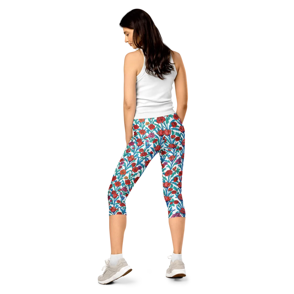 Scarlet Garden on Capri Leggings — Back