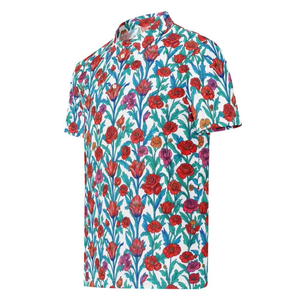 Scarlet Garden on Men's Slim Fit Polo Shirt — Left Front