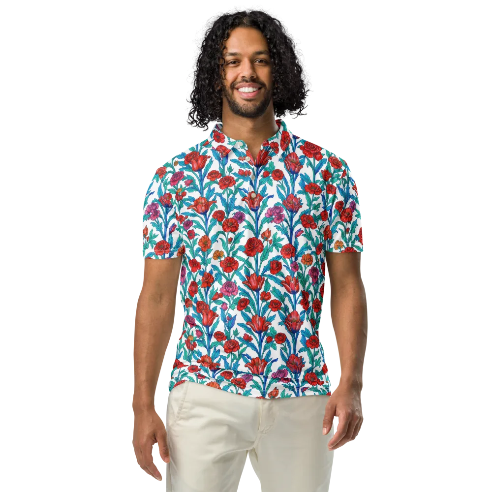 Scarlet Garden on Men's Slim Fit Polo Shirt — Front
