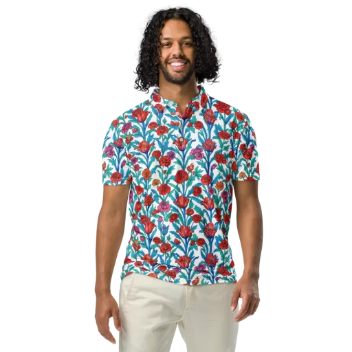 Scarlet Garden on a Men's Slim Fit Polo Shirt