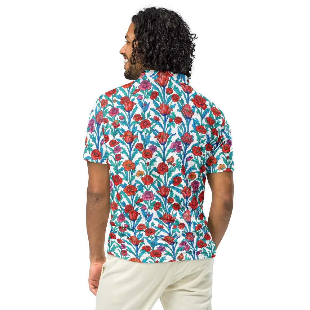 Scarlet Garden on Men's Slim Fit Polo Shirt — Back