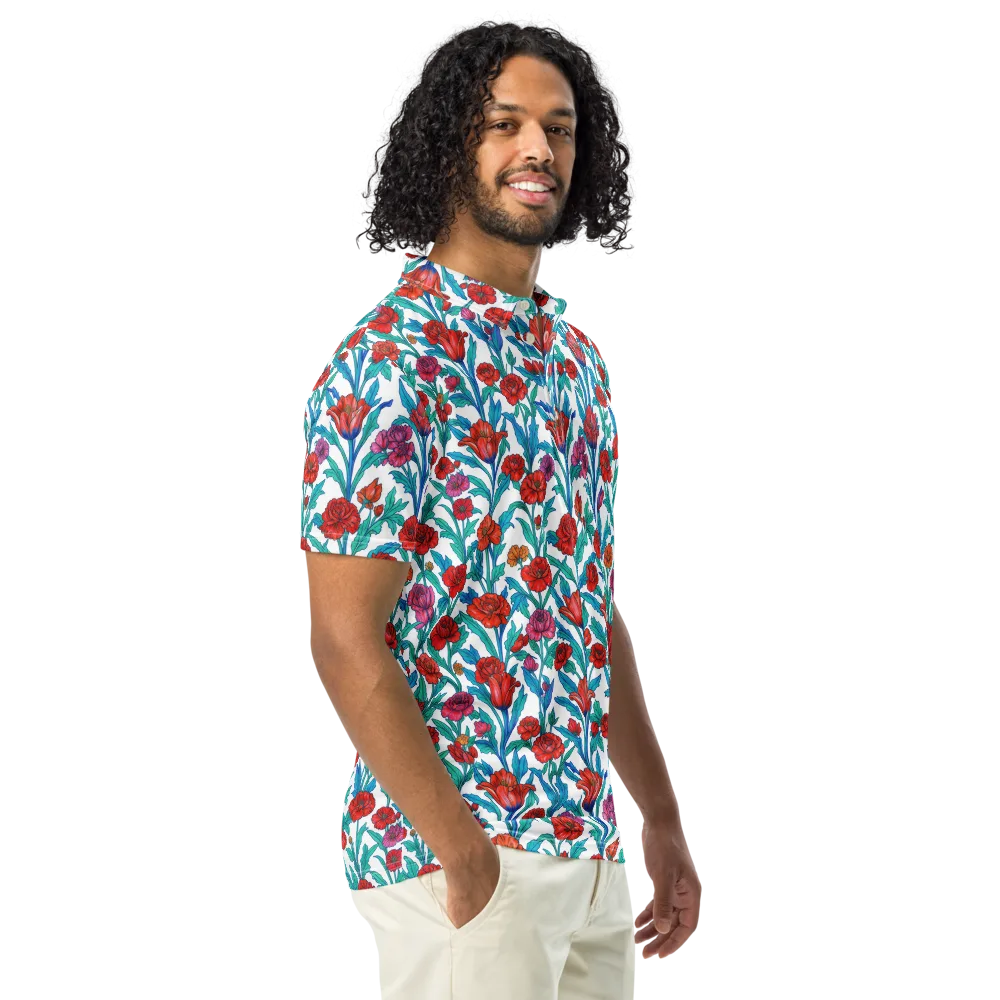 Scarlet Garden on Men's Slim Fit Polo Shirt — Right Front