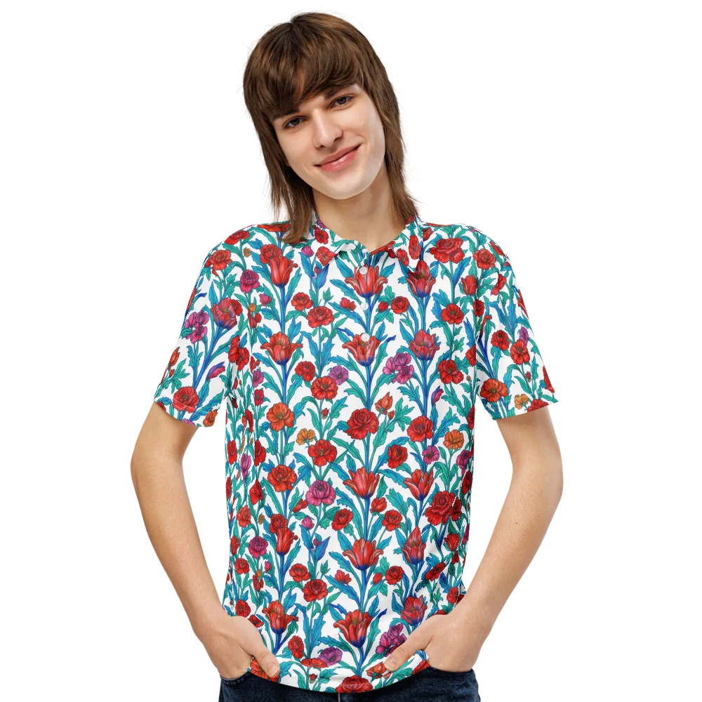 Scarlet Garden on Men's Slim Fit Polo Shirt — Front