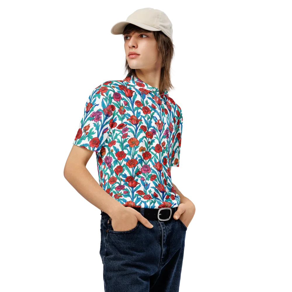 Scarlet Garden on Men's Slim Fit Polo Shirt — Right Front
