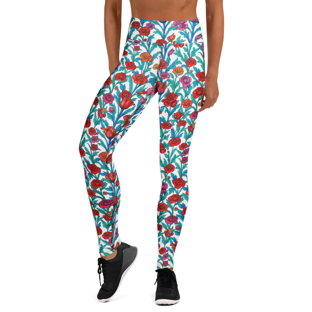 Scarlet Garden on Yoga Leggings — Front