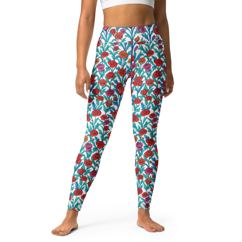 Scarlet Garden on Yoga Leggings — Front