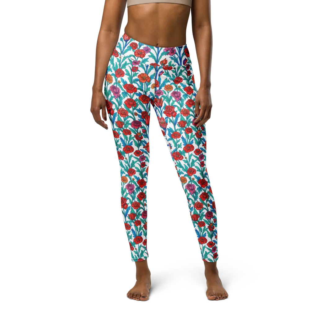 Scarlet Garden on Yoga Leggings — Front