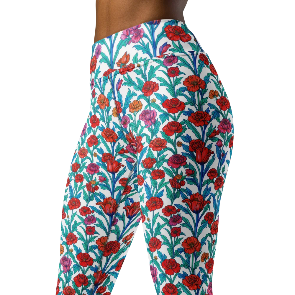 Scarlet Garden on Yoga Leggings — Left Front