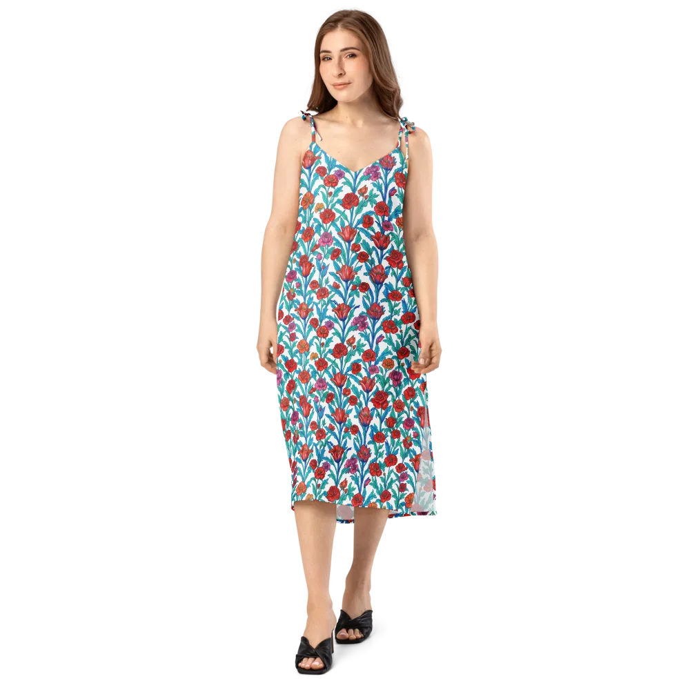 Scarlet Garden on Slip Dress — Front