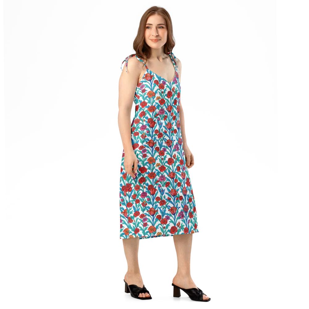 Scarlet Garden on Slip Dress — Right Front