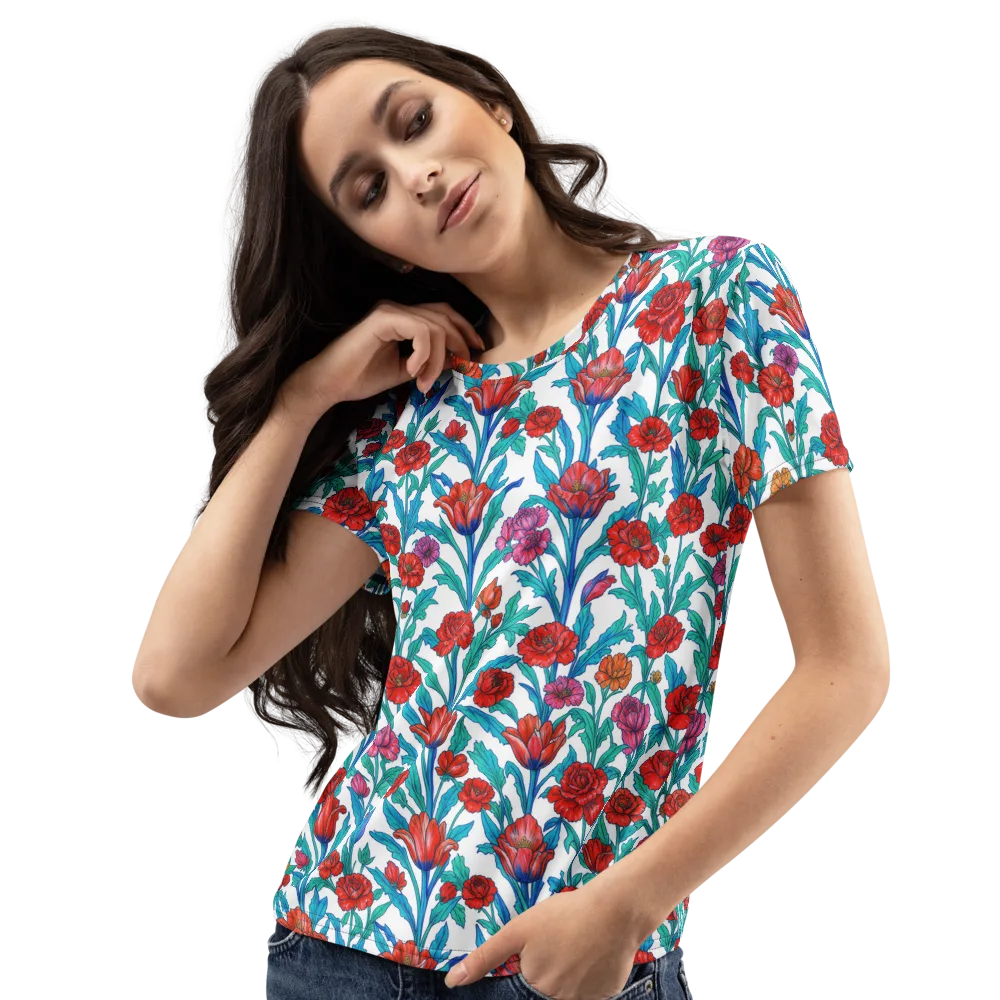 Scarlet Garden on Women's Crew Neck T-Shirt — Left Front