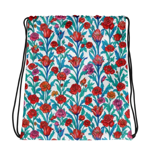 Scarlet Garden on a Drawstring Bag