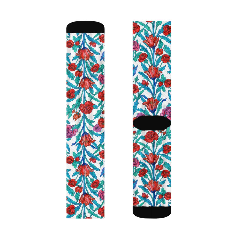 Scarlet Garden on Socks — Left Sock