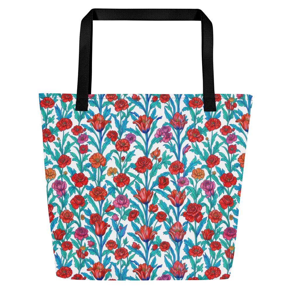 Scarlet Garden on Large Tote Bag W/ Pocket — Front
