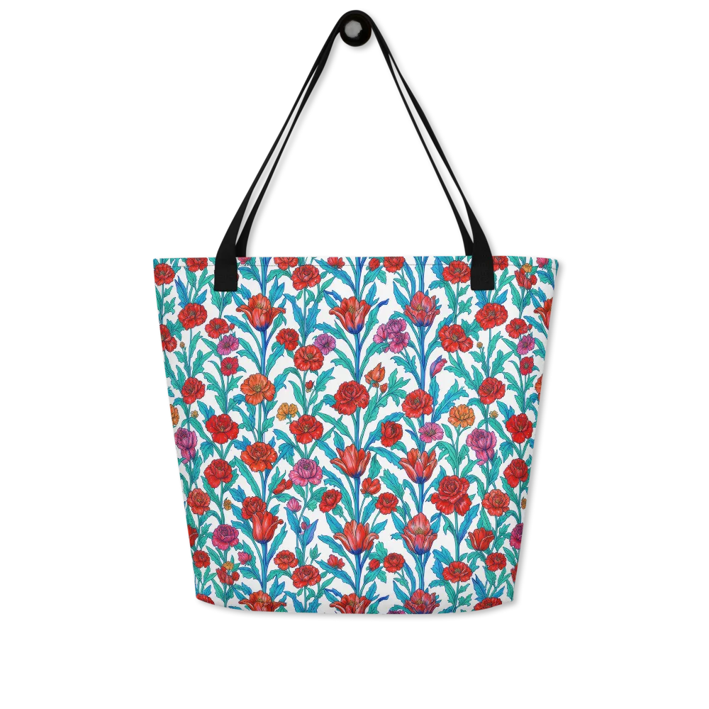 Scarlet Garden on Large Tote Bag W/ Pocket — Front