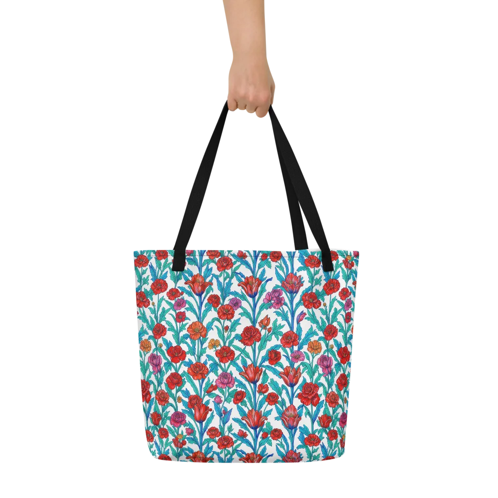 Scarlet Garden on Large Tote Bag W/ Pocket — Front