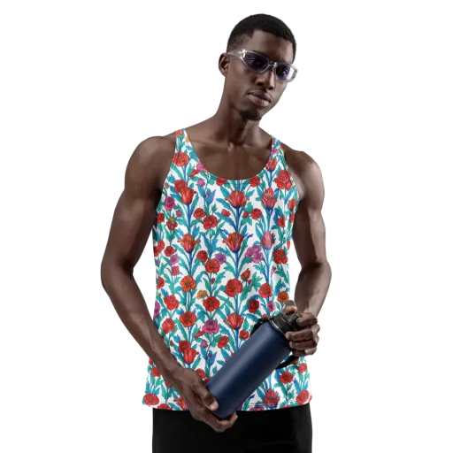 Scarlet Garden on a Men's Tank Top