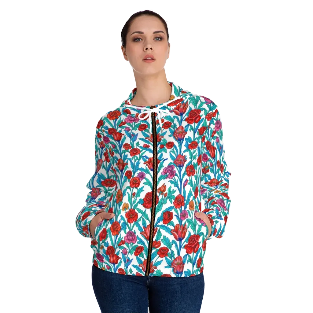 Scarlet Garden on Women's Full-Zip Hoodie — Front On Person