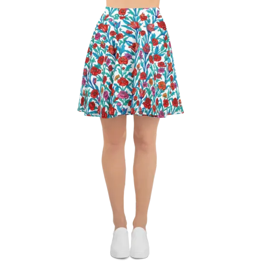 Scarlet Garden on a Skater Skirt