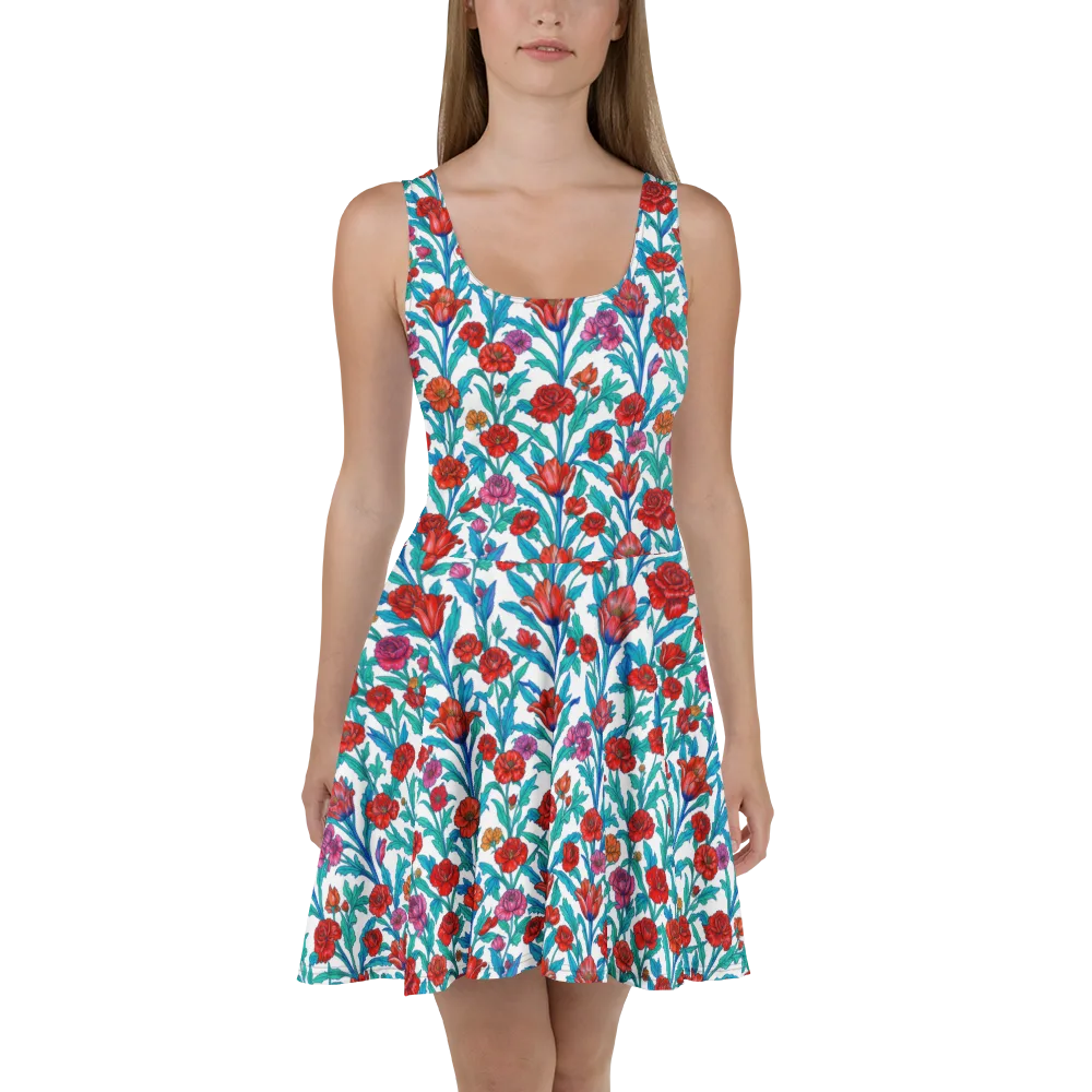Scarlet Garden on Skater Dress — Front