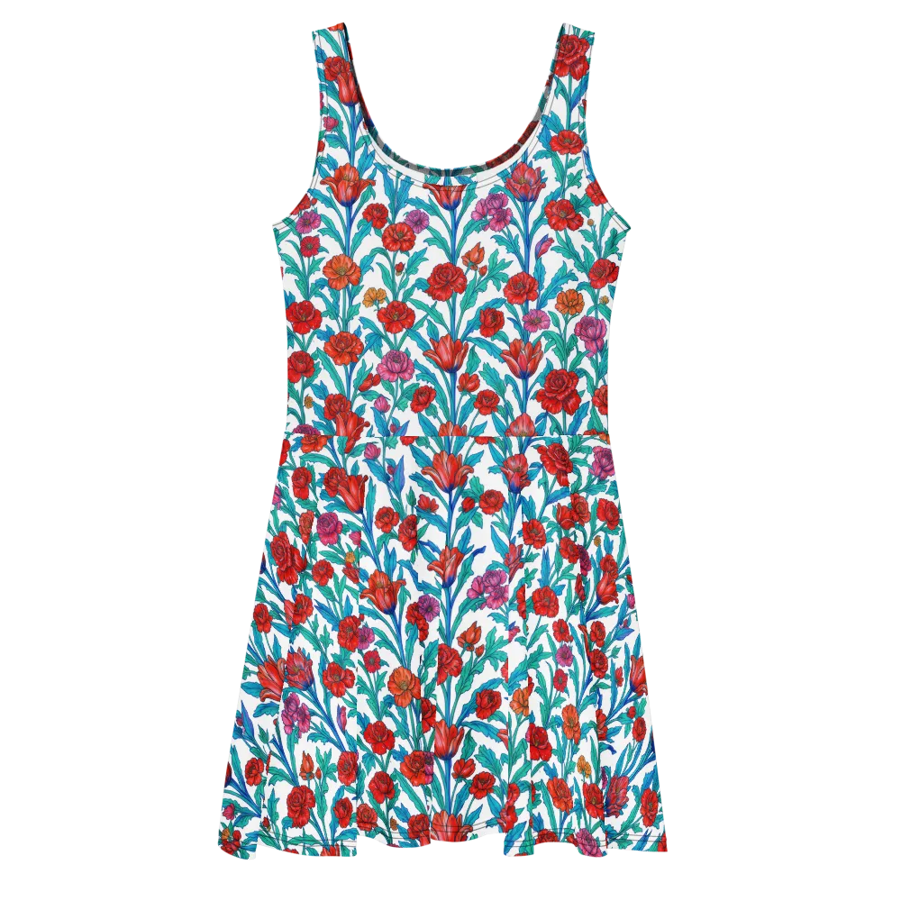 Scarlet Garden on Skater Dress — Front