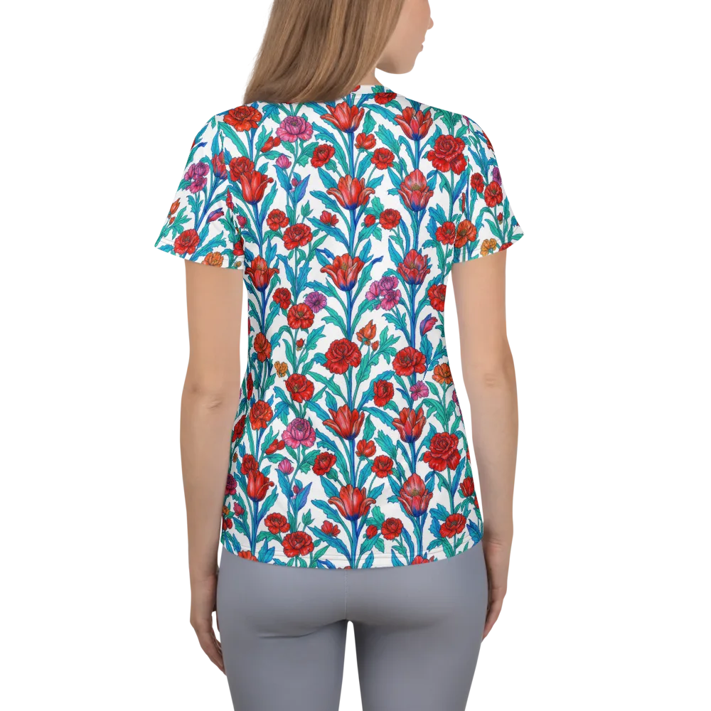 Scarlet Garden on Women's Athletic T-Shirt — Back